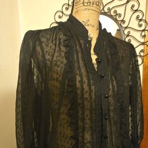 Apostrophe Black Sheer Blouse XL